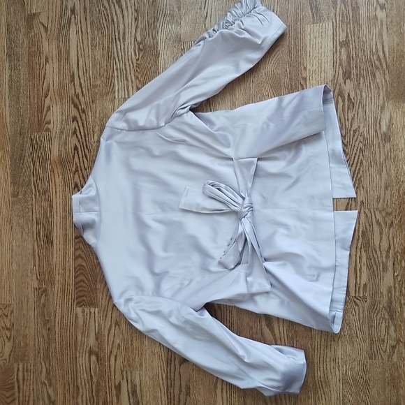 (10P) Dalia Collection Neutral Satin Feel Blazer ❤ Contemporary ❤ Ruched Sleeves - Picture 9 of 9